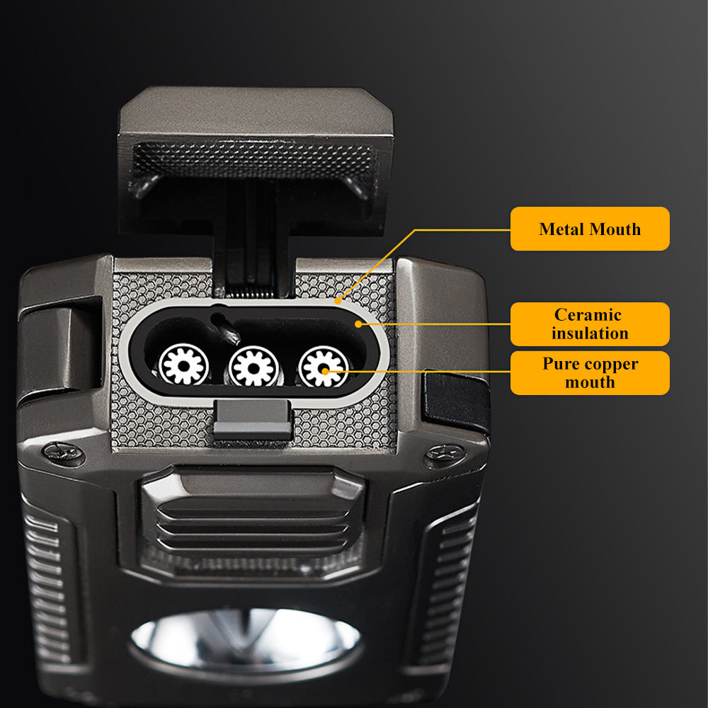 5-in-1 Refillable Butane Triple Jet Flame Cigar Lighter