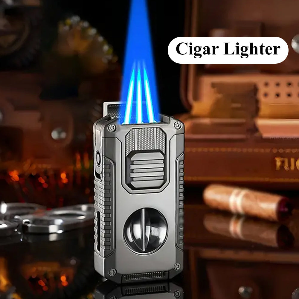 5-in-1 Refillable Butane Triple Jet Flame Cigar Lighter