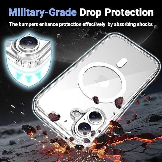 Temdan for iPhone 17 Case Clear with Screen Protector, [Compatible with Magsafe][Anti-Yellowing][Military-Grade Protection] Shockproof Slim Magnetic Phone Case 6.3 inch,