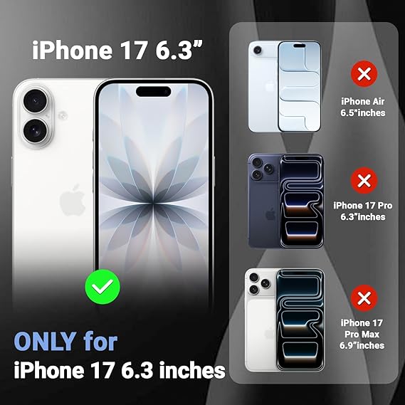 Temdan for iPhone 17 Case Clear with Screen Protector, [Compatible with Magsafe][Anti-Yellowing][Military-Grade Protection] Shockproof Slim Magnetic Phone Case 6.3 inch,