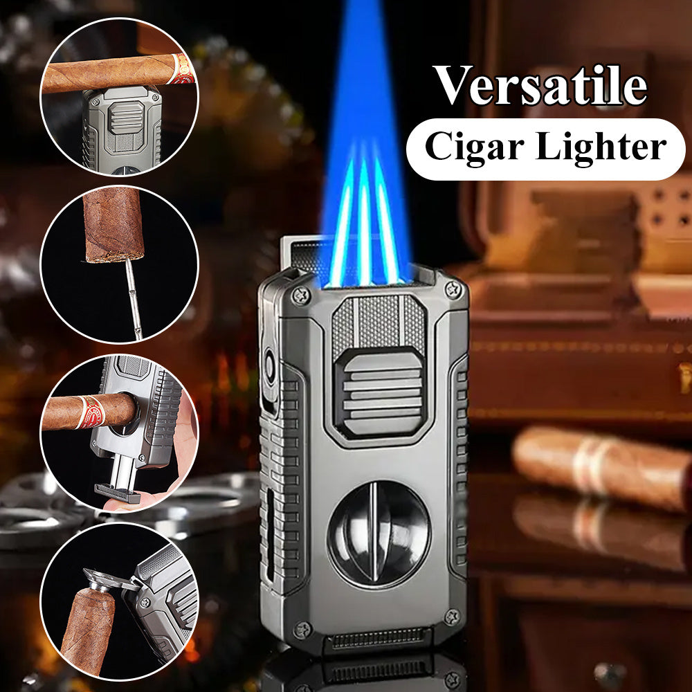 5-in-1 Refillable Butane Triple Jet Flame Cigar Lighter