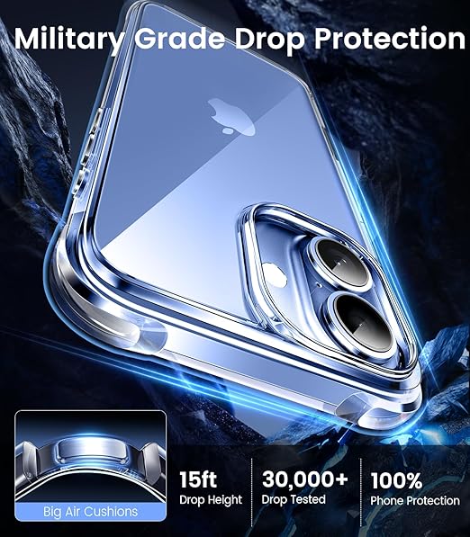 Mkeke for iPhone 17 Case Clear [Not-Yellowing] [Military-Grade Drop Protection] Shockproof Protective Phone Bumper for Apple 6.3 inch 2025