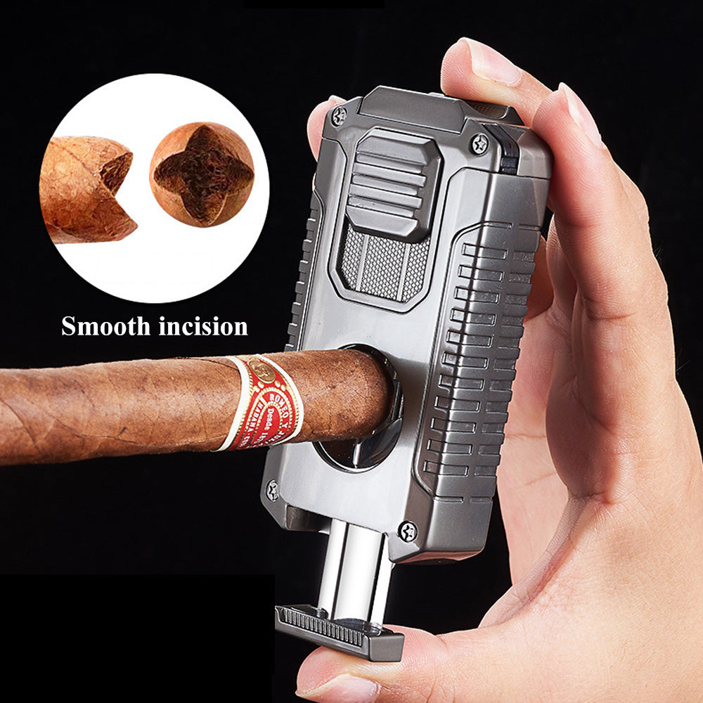 5-in-1 Refillable Butane Triple Jet Flame Cigar Lighter