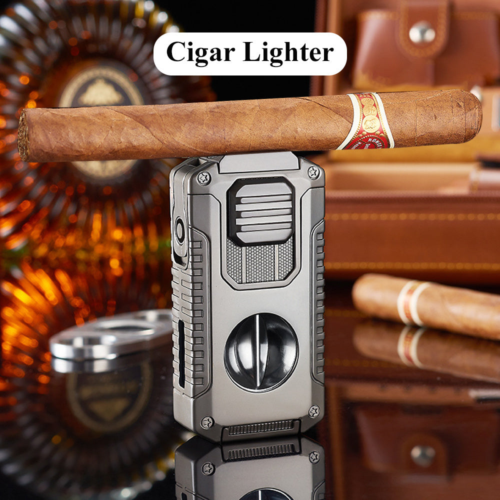 5-in-1 Refillable Butane Triple Jet Flame Cigar Lighter