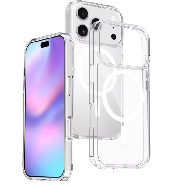 Temdan for iPhone 17 Pro Max Case Clear with Screen Protector, [Compatible with Magsafe][Anti-Yellowing][Military-Grade Protection] Shockproof Slim Magnetic Phone Case 6.9 inch, Transparent