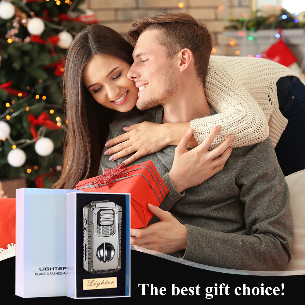 5-in-1 Refillable Butane Triple Jet Flame Cigar Lighter